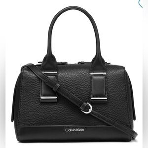 Calvin Klein Jett Convertible Top Handle Satchel in Black/Silver